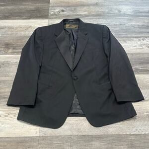 Vintage Lubiam Loro Piana Super 120's Black Mens 46S Notched Lapel Wool‎ Blazer